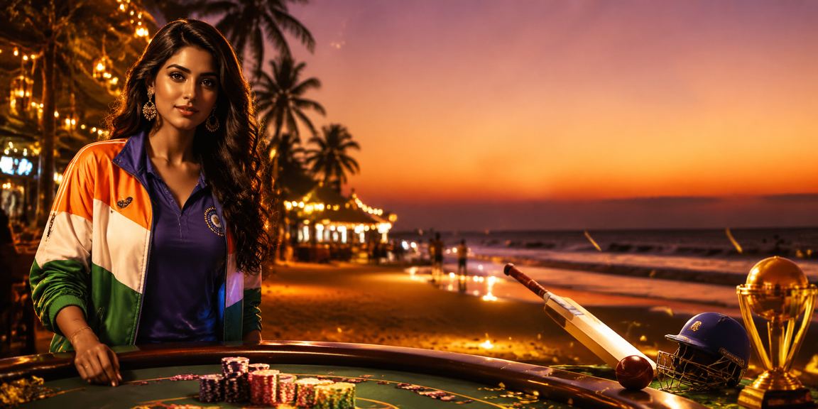Players enjoying cricket betting on mobile at Goa beach