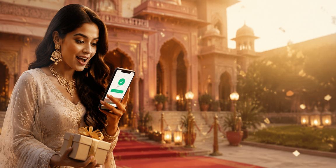Indian woman using mobile payment app for gaming deposits
